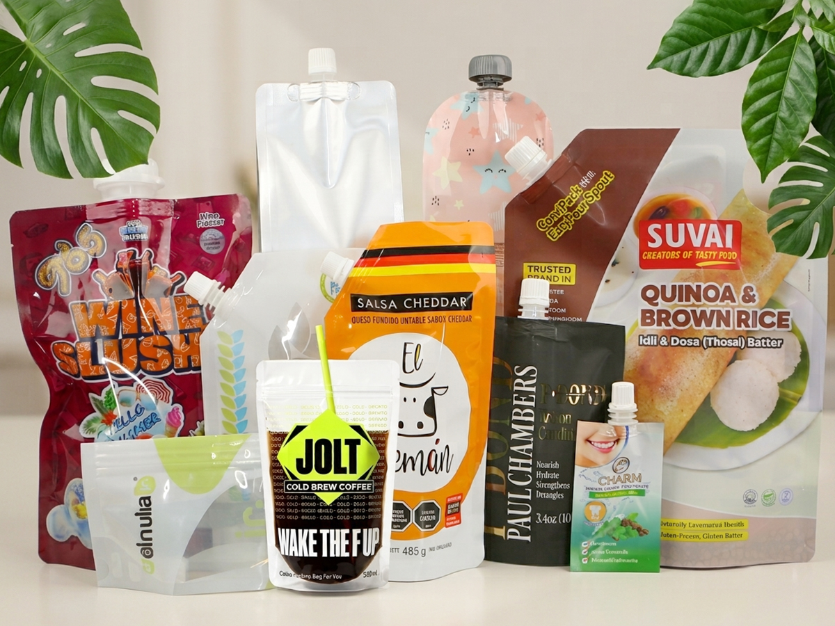 Sauce and liquid spout pouch application scene
