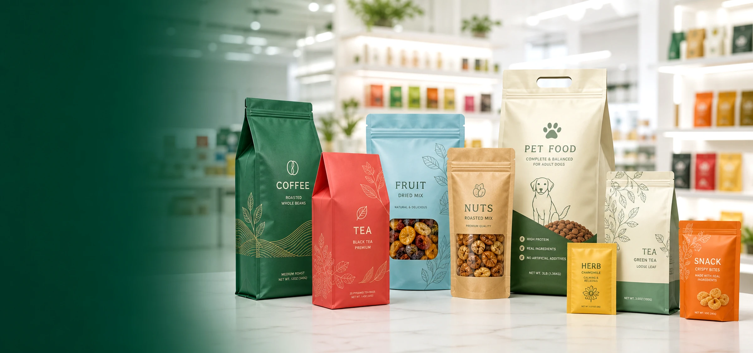 Vibrant Custom Printed Pouches For All Food Lines
