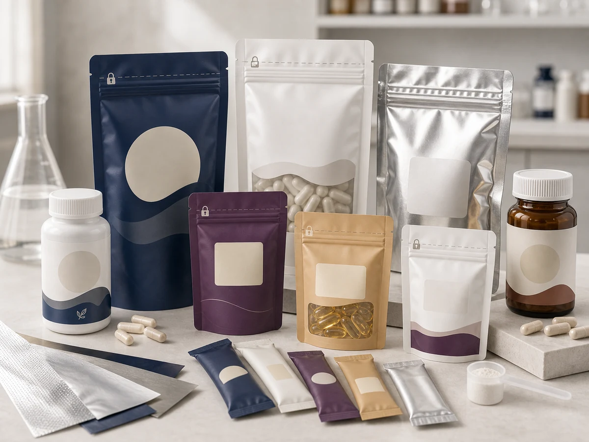 Child resistant and supplement packaging pouches
